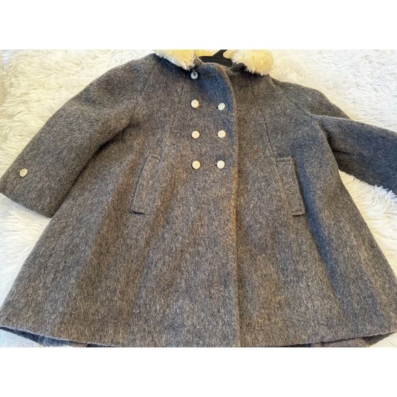 Stunning vintage 1950's girls wool coat Little Miss Robin grey coat back pleats - Picture 2 of 9